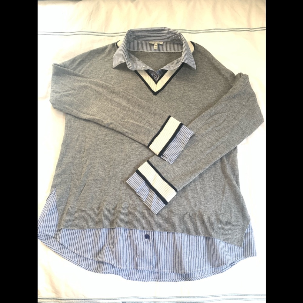 Joie Varsity style sweater w/ faux collar size S